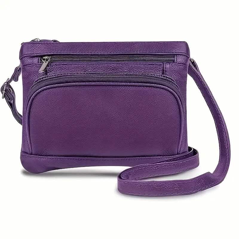 Multi-Pocket Wide Crossbody Wide Leather Bag - A-1 Thread Vault