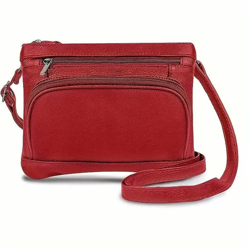 Multi-Pocket Wide Crossbody Wide Leather Bag - A-1 Thread Vault