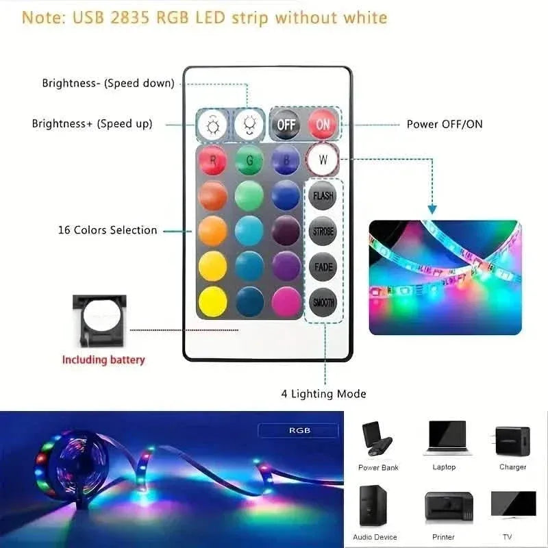 Multicolor LED Light Strip for TV with Remote Control - A-1 Thread Vault