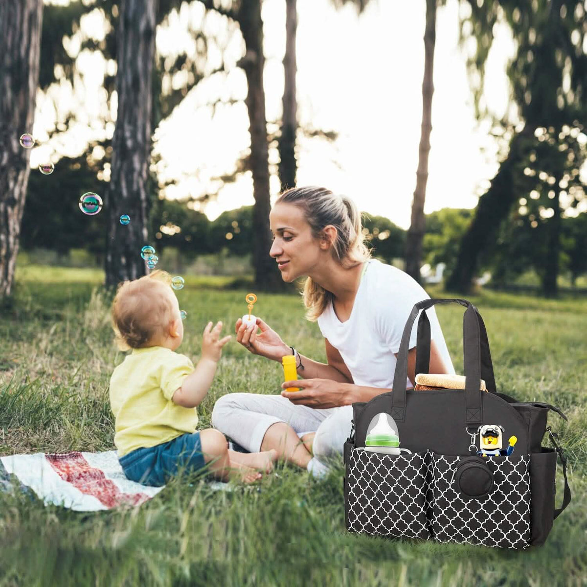 Multifunctional Diaper Changing Tote Bag with Adjustable Messenger Strap - A-1 Thread Vault