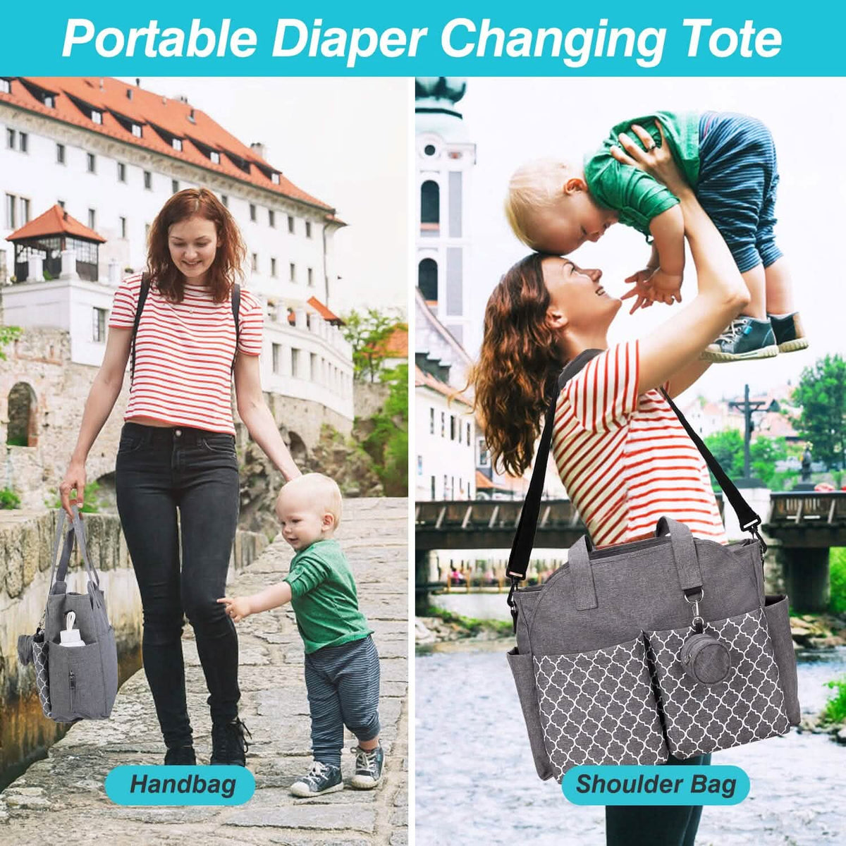 Multifunctional Diaper Changing Tote Bag with Adjustable Messenger Strap - A-1 Thread Vault
