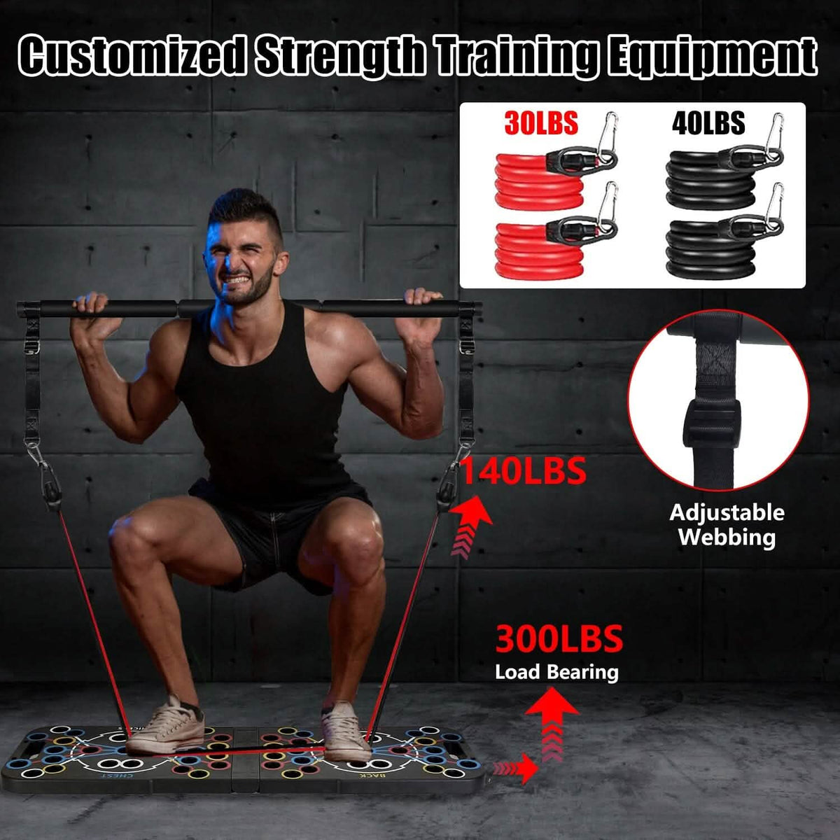 Multifunctional Push Up Board Home Strength Training Equipment with 15 Fitness Accessories - A-1 Thread Vault