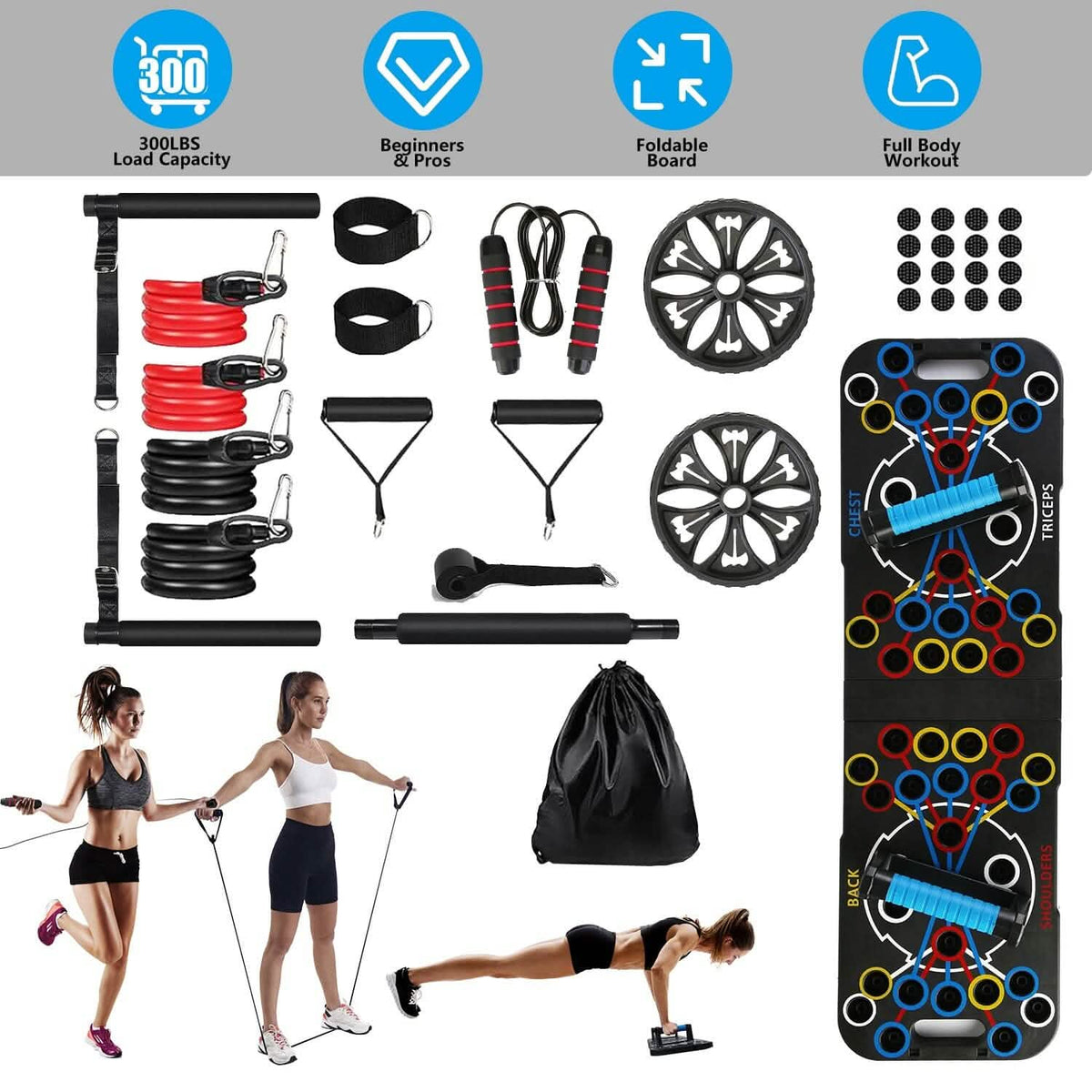 Multifunctional Push Up Board Home Strength Training Equipment with 15 Fitness Accessories - A-1 Thread Vault