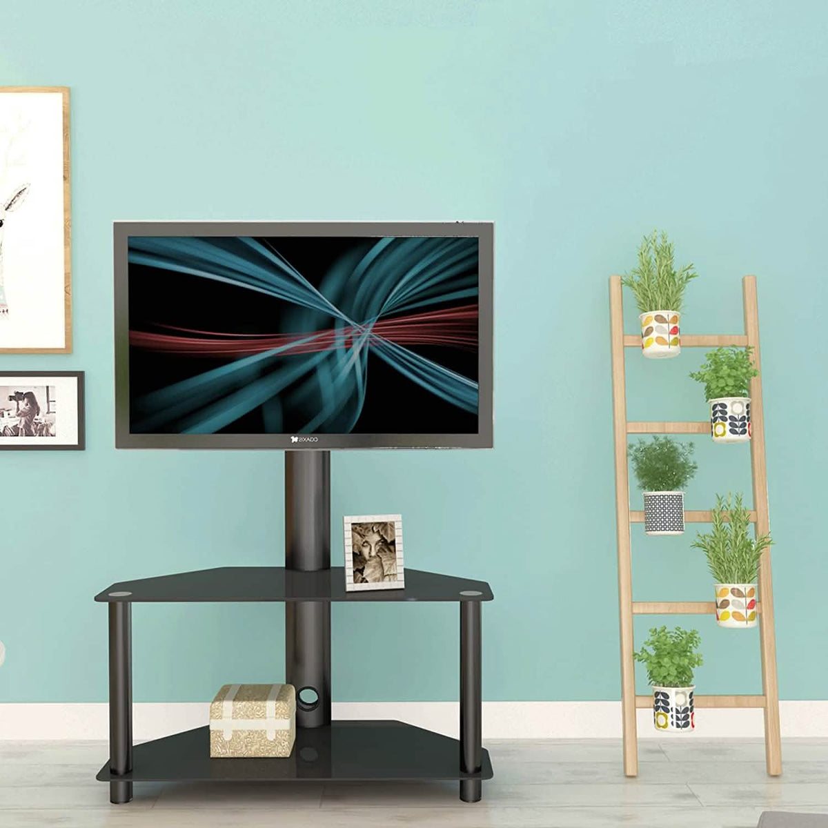 Multifunctional Tempered Glass Metal Frame Floor TV Stand - A-1 Thread Vault
