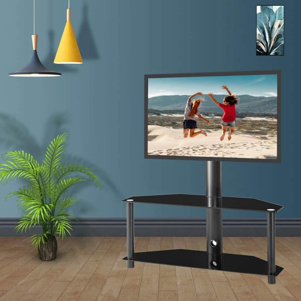 Multifunctional Tempered Glass Metal Frame Floor TV Stand - A-1 Thread Vault