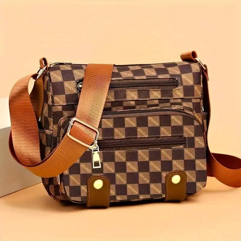 Multiple Pockets Trendy Plaid Crossbody Bag - A-1 Thread Vault