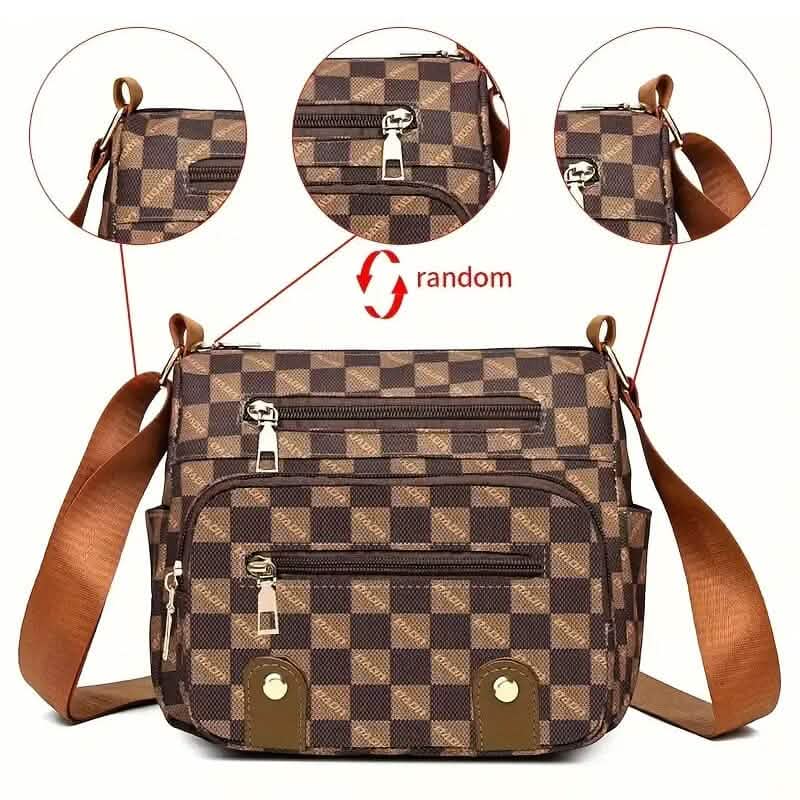Multiple Pockets Trendy Plaid Crossbody Bag - A-1 Thread Vault