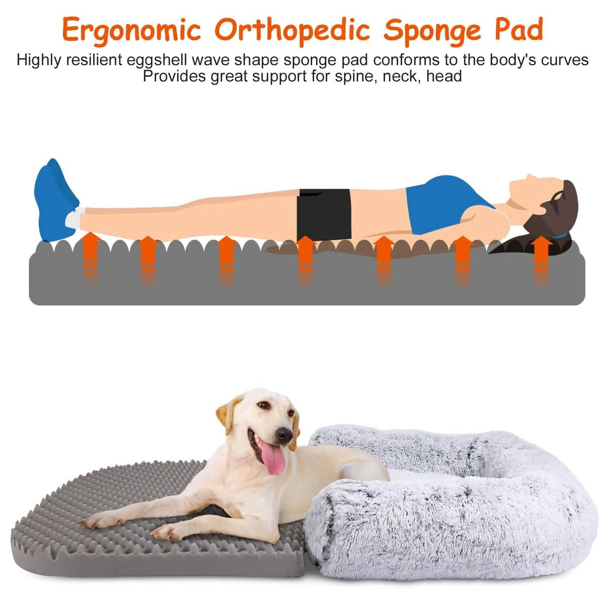 Napping Human-Sized Dog Bed Machine Washable Zipped Removable Cover - A-1 Thread Vault