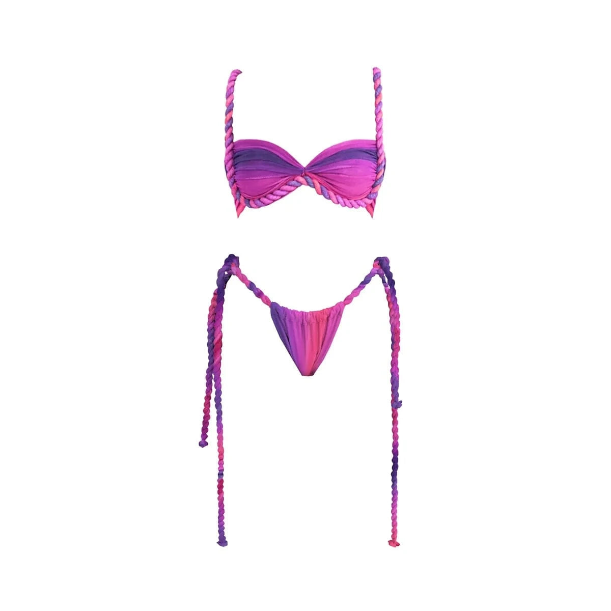 New 3Pcs Crochet Bikini Women Swimsuit Sexy Swimwear Halter Biquini Push Up Swim Suit Strappy Bodysuit Female Bathsuit Beachwear - A-1 Thread Vault