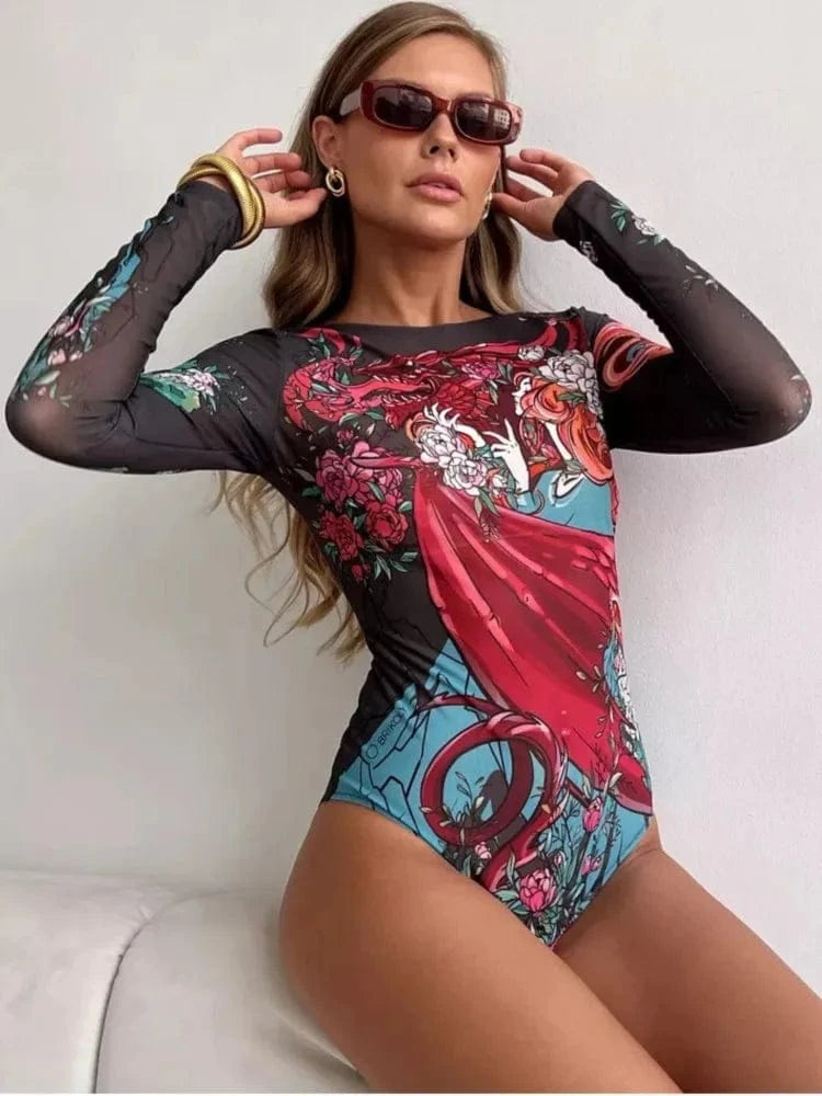 New High Waist Sexy Swimsuit Women Summer Bathing Suit Bikini Set Long Sleeve Swimwear Women Beach Swimming Suit For Female - A-1 Thread Vault