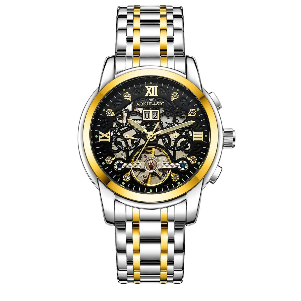 New Mens Large-rotor Skeleton Automatic Mechanical Watch - A-1 Thread Vault