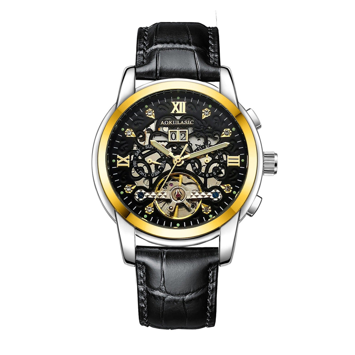 New Mens Large-rotor Skeleton Automatic Mechanical Watch - A-1 Thread Vault
