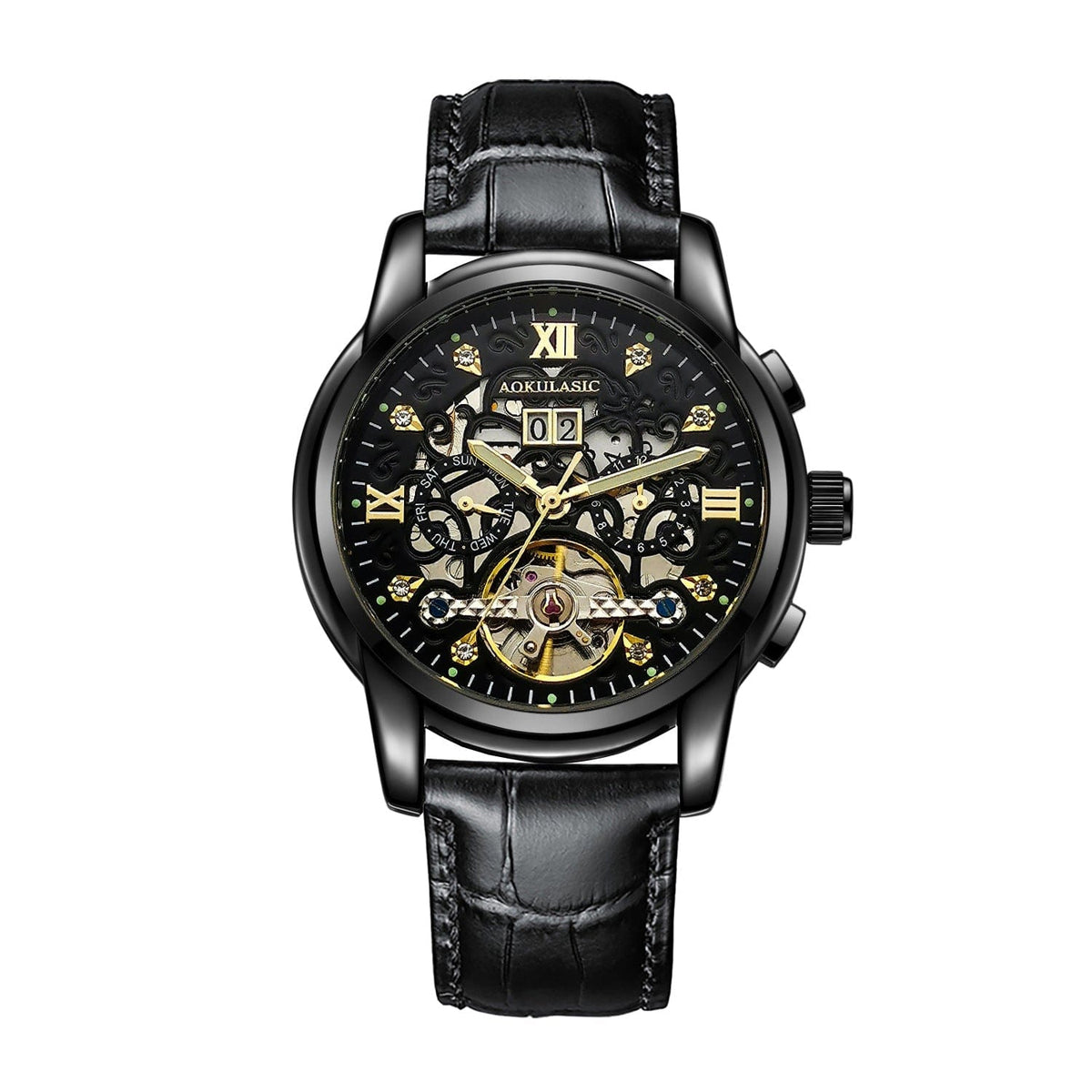 New Mens Large-rotor Skeleton Automatic Mechanical Watch - A-1 Thread Vault