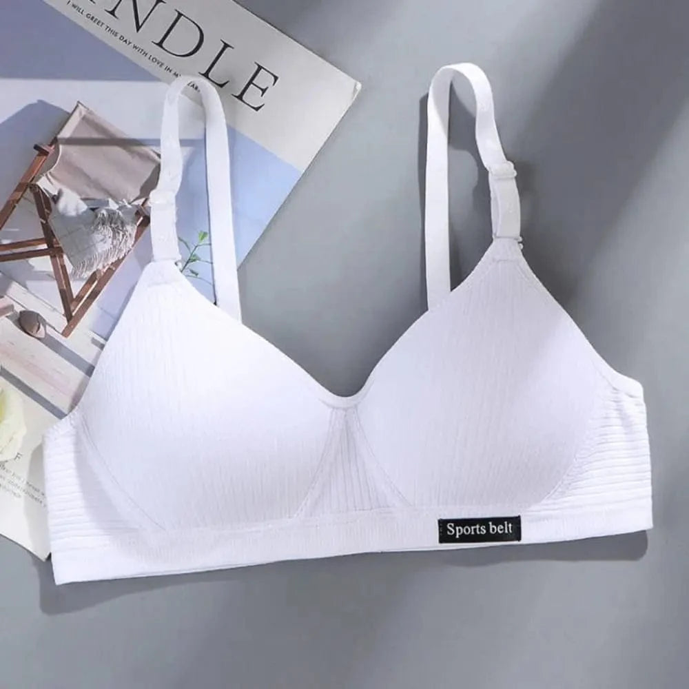 New Simple Cotton Girl Bra Underwear Student Bra Teen Thin Section Without Steel Ring Comfortable Sleep Bra Sports Vest - A-1 Thread Vault