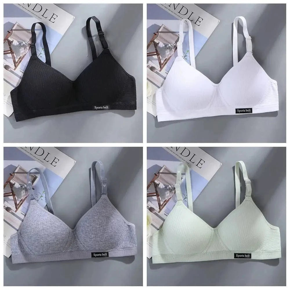 New Simple Cotton Girl Bra Underwear Student Bra Teen Thin Section Without Steel Ring Comfortable Sleep Bra Sports Vest - A-1 Thread Vault