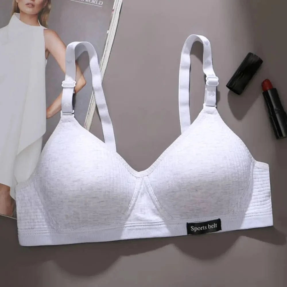 New Simple Cotton Girl Bra Underwear Student Bra Teen Thin Section Without Steel Ring Comfortable Sleep Bra Sports Vest - A-1 Thread Vault