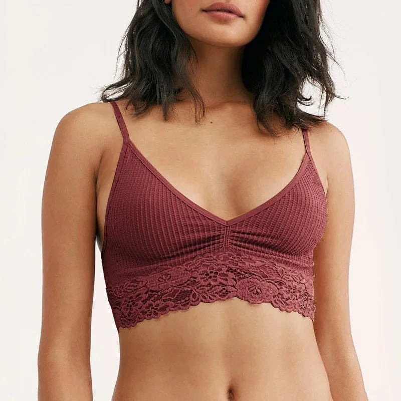 New Women Homewear Thin Bra Seamless Wire Free Ladies Lace Bralette Backless Cotton Sleep Women's Underwear Lace Lingerie - A-1 Thread Vault