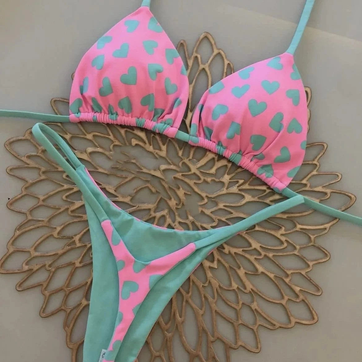 New Women's Bikini Split Print Swimwear Fashion G-string Beach Holiday - A-1 Thread Vault