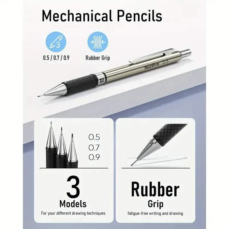 Nicpro Art Mechanical Pencil Set for Writing, Sketching, Drawing With Lead Refills Case - A-1 Thread Vault