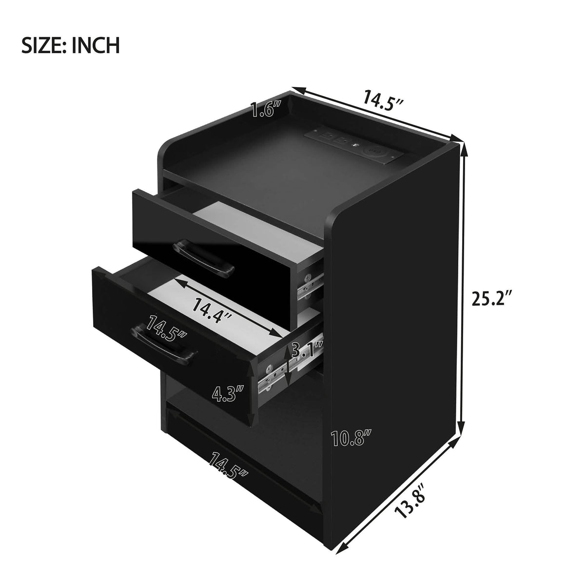 Nightstand with Charging Station and LED Lights - A-1 Thread Vault
