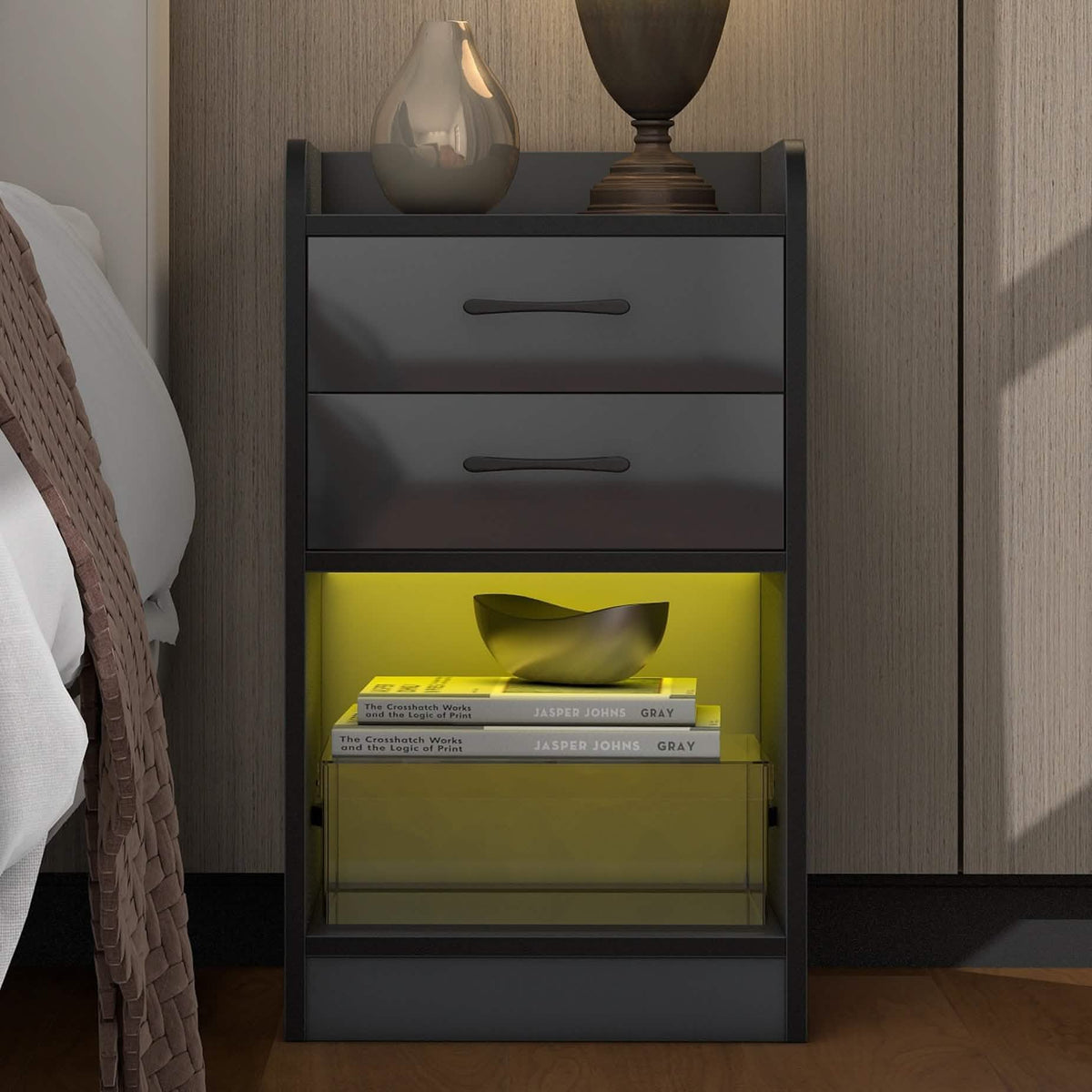 Nightstand with Charging Station and LED Lights - A-1 Thread Vault