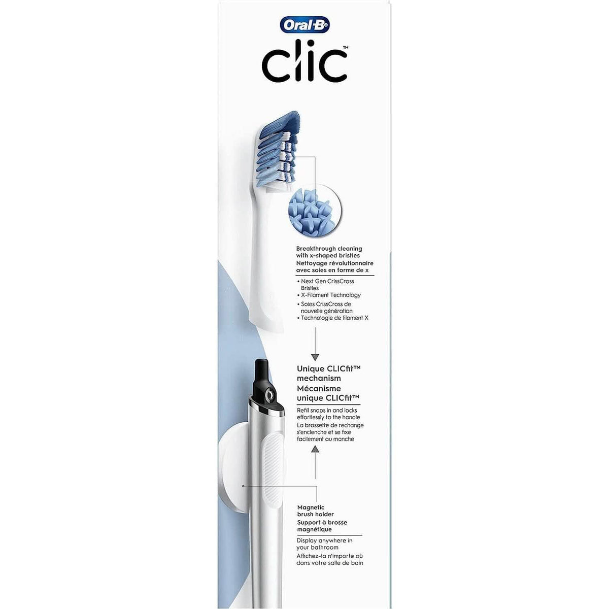 Oral-B Clic Deluxe Starter Kit, Manual Toothbrush with 3 Brush Heads & Magnetic Brush Mount - A-1 Thread Vault