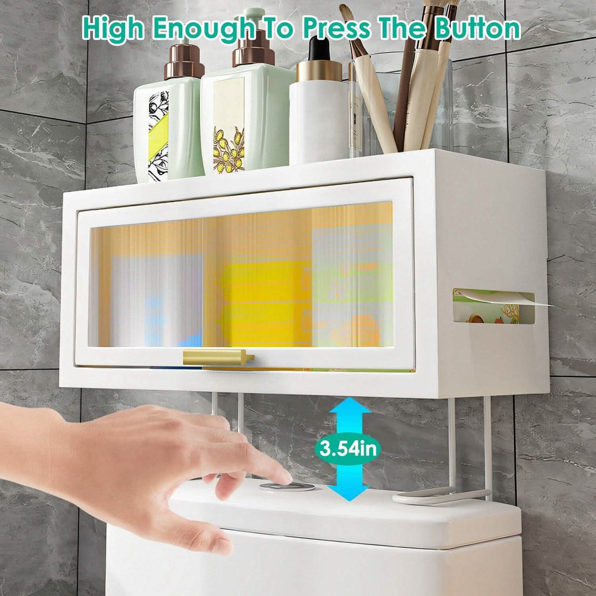 Over the Toilet Storage Cabinet with Dust-Proof Transparent Magnetic Door Side Opening - A-1 Thread Vault