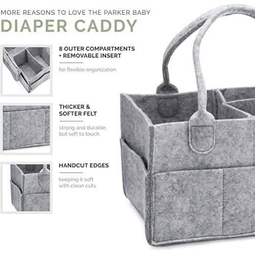 Parker Baby Diaper Caddy - Nursery Storage Bin and Car Organizer for Diapers and Baby Wipes - A-1 Thread Vault