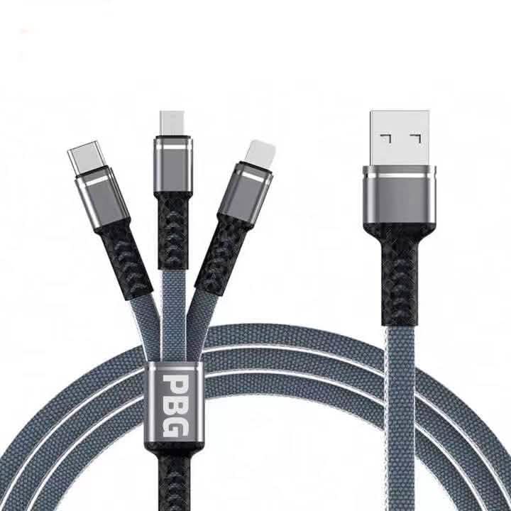 PBG 3-in-1 Cable Mesh/Nylon Braided HQ Multi Device Charging (Lightning, USB-C , Micro) - A-1 Thread Vault