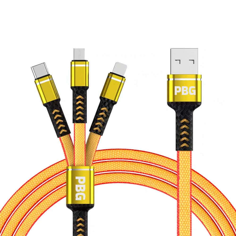 PBG 3-in-1 Cable Mesh/Nylon Braided HQ Multi Device Charging (Lightning, USB-C , Micro) - A-1 Thread Vault