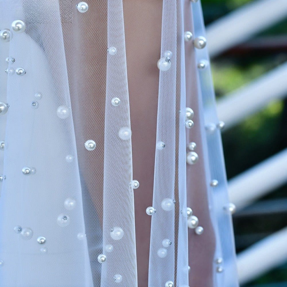 Pearl Embellished Bridal Cape(MAC374) - A-1 Thread Vault