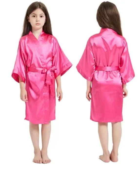 Pink Bathrobes for Girls Nightwear Satin Silk Kids Robes Summer Girl Nightgown Sleepwear Children Kimono Wedding Spa Party Dress - A-1 Thread Vault