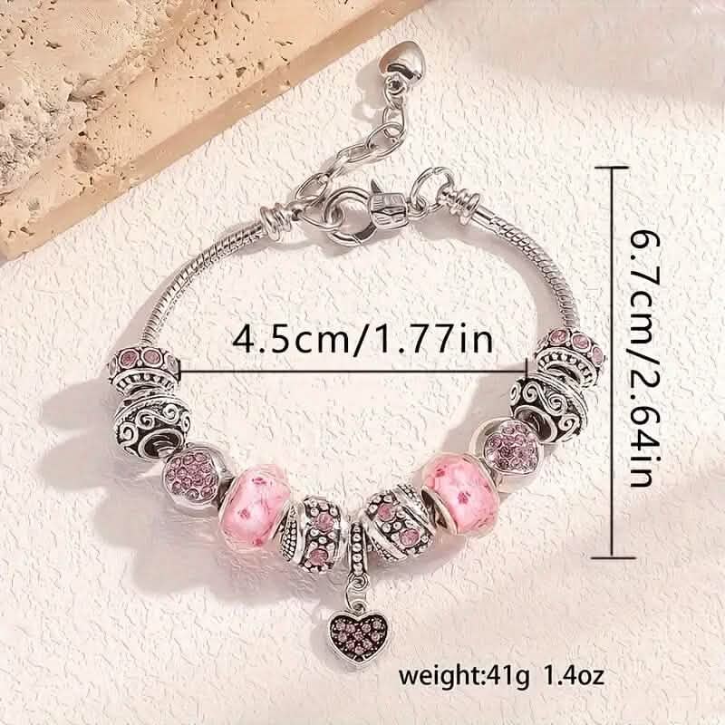 Pink Heart-Shaped Pendant Bracelet - A-1 Thread Vault