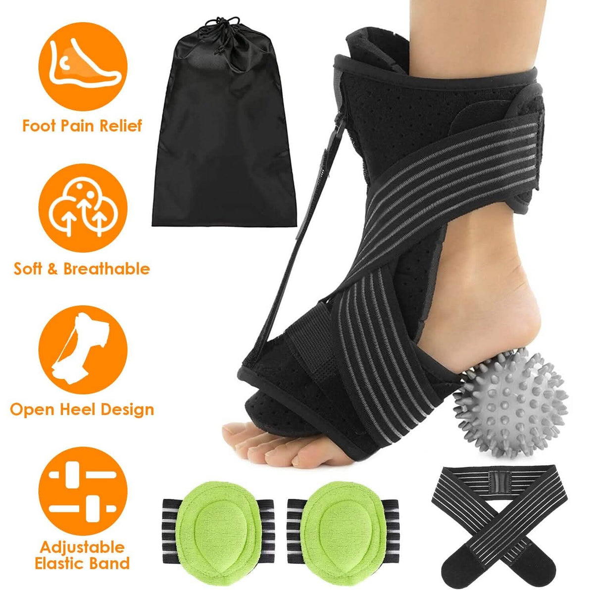 Plantar Fasciitis Night Splint Adjustable Foot Orthotic Brace - A-1 Thread Vault