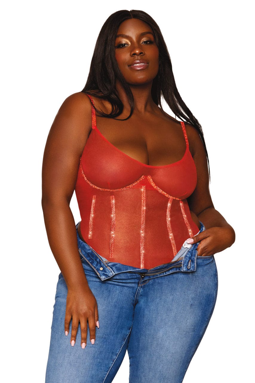 Plus Size Gold Foiled Rhinestone Teddy - A-1 Thread Vault