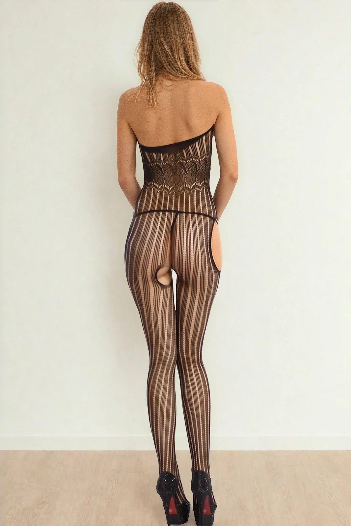 Plus Size Halter Cut Out Patterned Bodystocking - A-1 Thread Vault