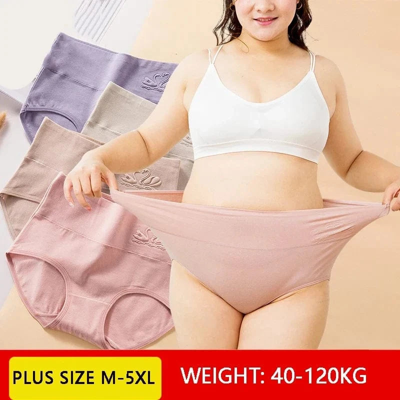 Plus Size M-5XL 4Pcs/Set High Waist Cotton Panties Women Body Shaper Underwear Soft Print Girls Briefs Slimming Female Lingerie - A-1 Thread Vault