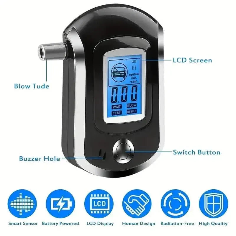 Police-Grade Breathalyzer with LCD Display - AT6000 Alcohol Tester - A-1 Thread Vault