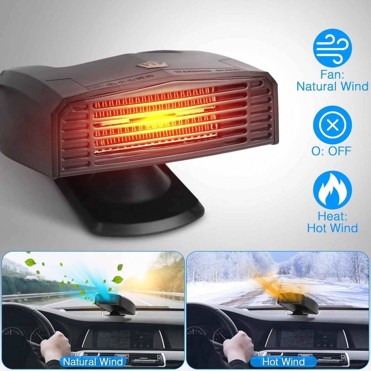 Portable Car Heater Heating Fan 2-in-1 Defroster Defogger Demister Windshield Heater - A-1 Thread Vault
