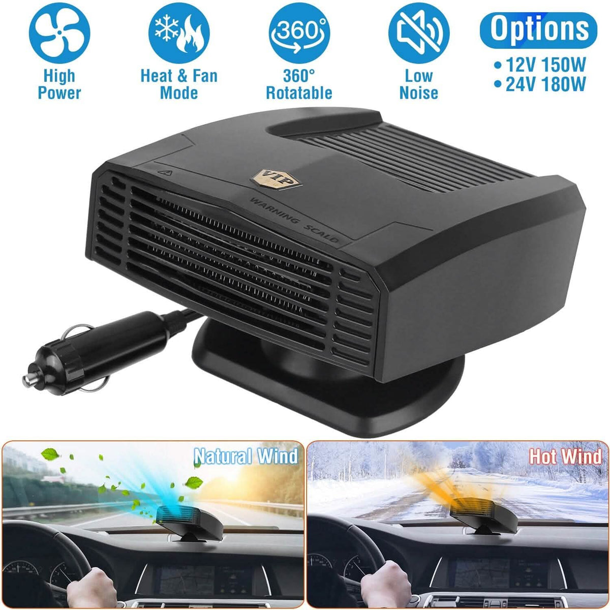 Portable Car Heater Heating Fan 2-in-1 Defroster Defogger Demister Windshield Heater - A-1 Thread Vault
