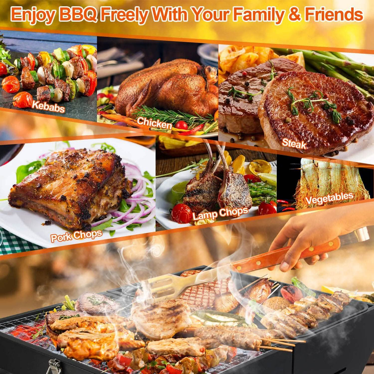 Portable Charcoal Two Sides Folding BBQ Grill - A-1 Thread Vault