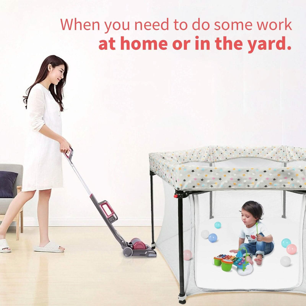 Portable Folding Playard for Babies, Toddler Indoor & Outdoor Play - A-1 Thread Vault