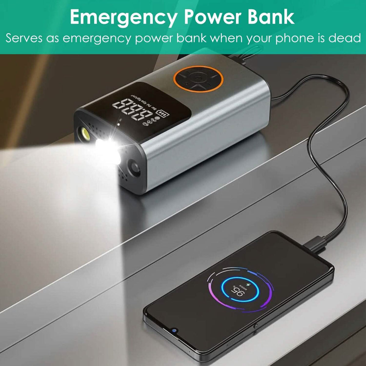 Portable Mini Tire Inflator with Digital Display LED Light - A-1 Thread Vault