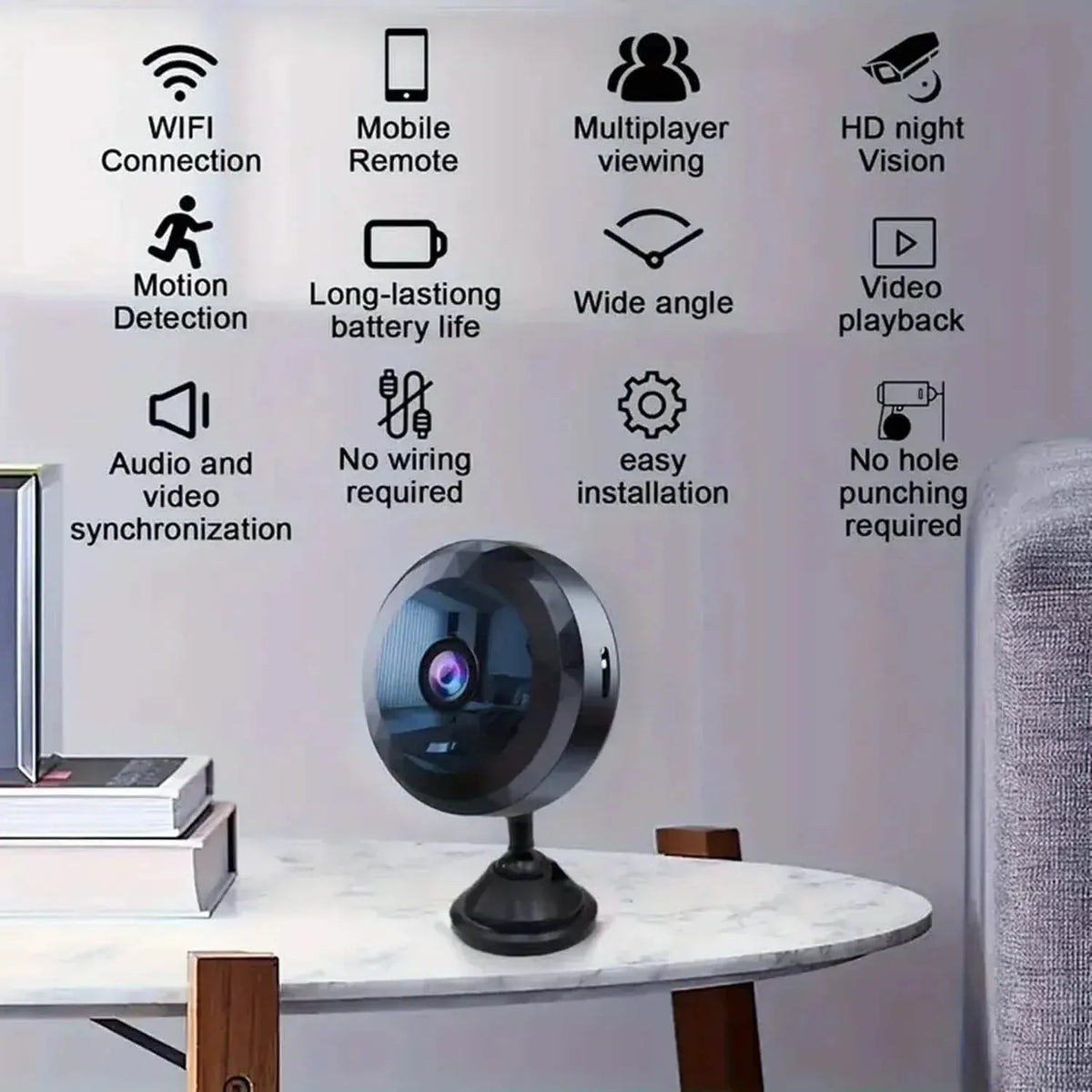 Portable Mini Wireless WiFi Camera, Indoor/Outdoor Surveillance Security Hidden Nanny Cam with Night Vision - A-1 Thread Vault