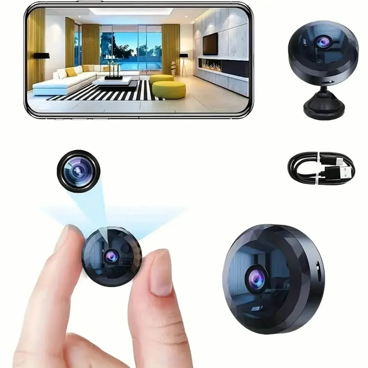Portable Mini Wireless WiFi Camera, Indoor/Outdoor Surveillance Security Hidden Nanny Cam with Night Vision - A-1 Thread Vault