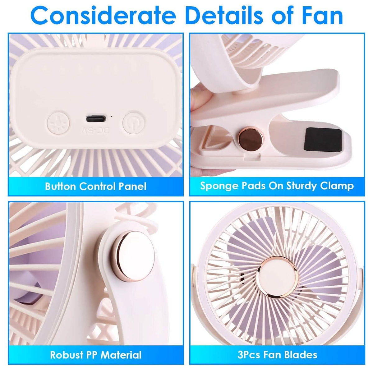 Portable Quiet Rechargeable Clip-On Fan - A-1 Thread Vault