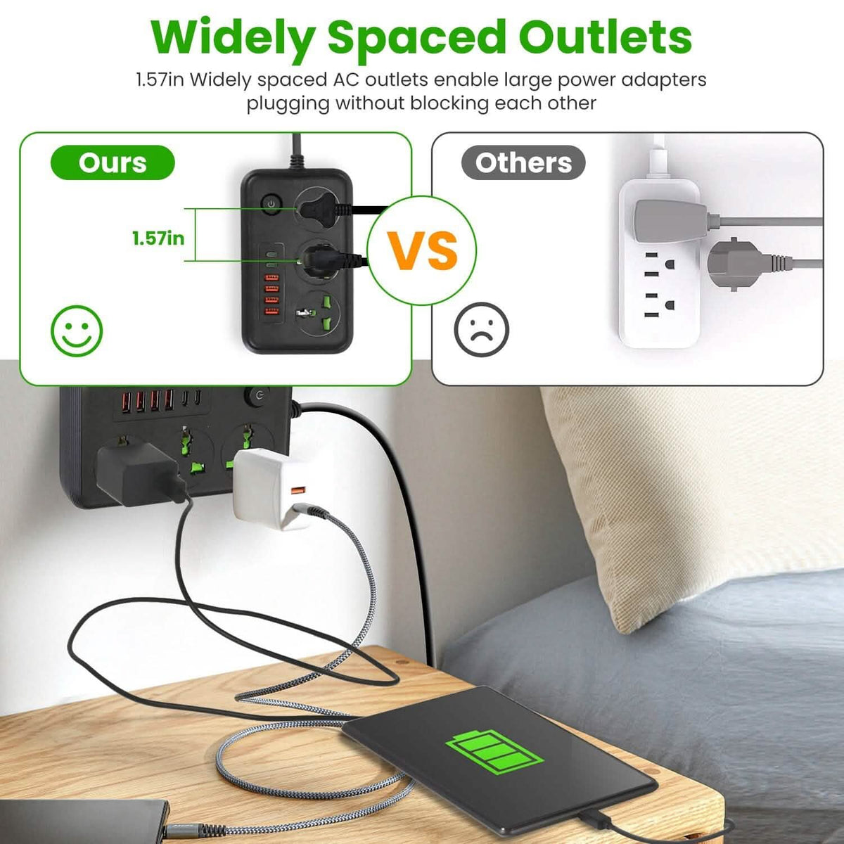 Power Strip with 5.9ft Extension - A-1 Thread Vault