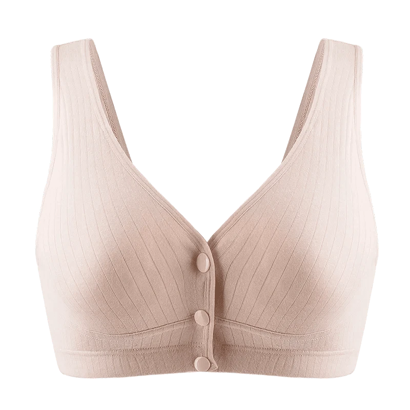 Pregnant Nursing Bra Cotton Wirefree Breastfeeding Bra Women Seamless Maternity Plus Size Underwear Front Buckle Open Cup Bras - A-1 Thread Vault