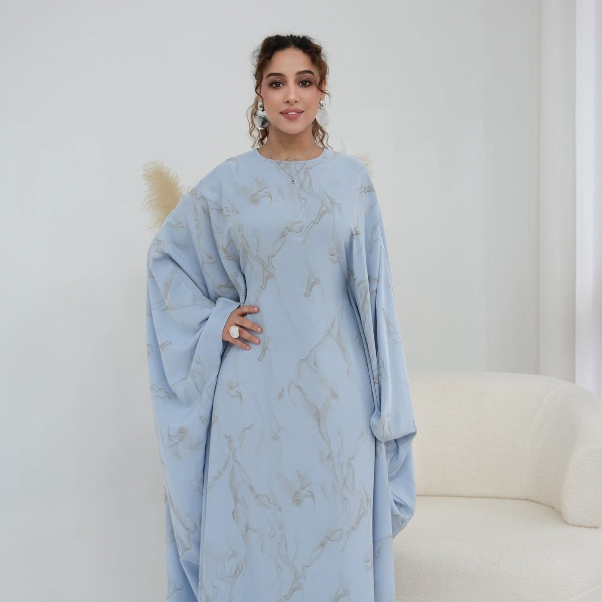 Print Batwing Sleeve Maxi Dress(MA446) - A-1 Thread Vault