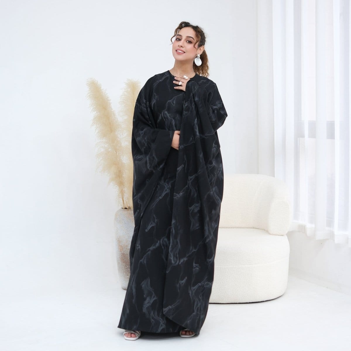 Print Batwing Sleeve Maxi Dress(MA446) - A-1 Thread Vault